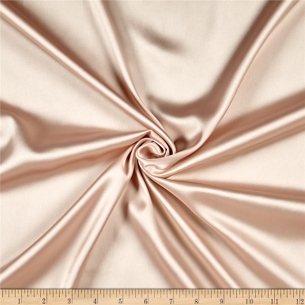 French Quality 5% Stretch Satin Fabric Spandex Fabric BTY ICEFABRIC Beige