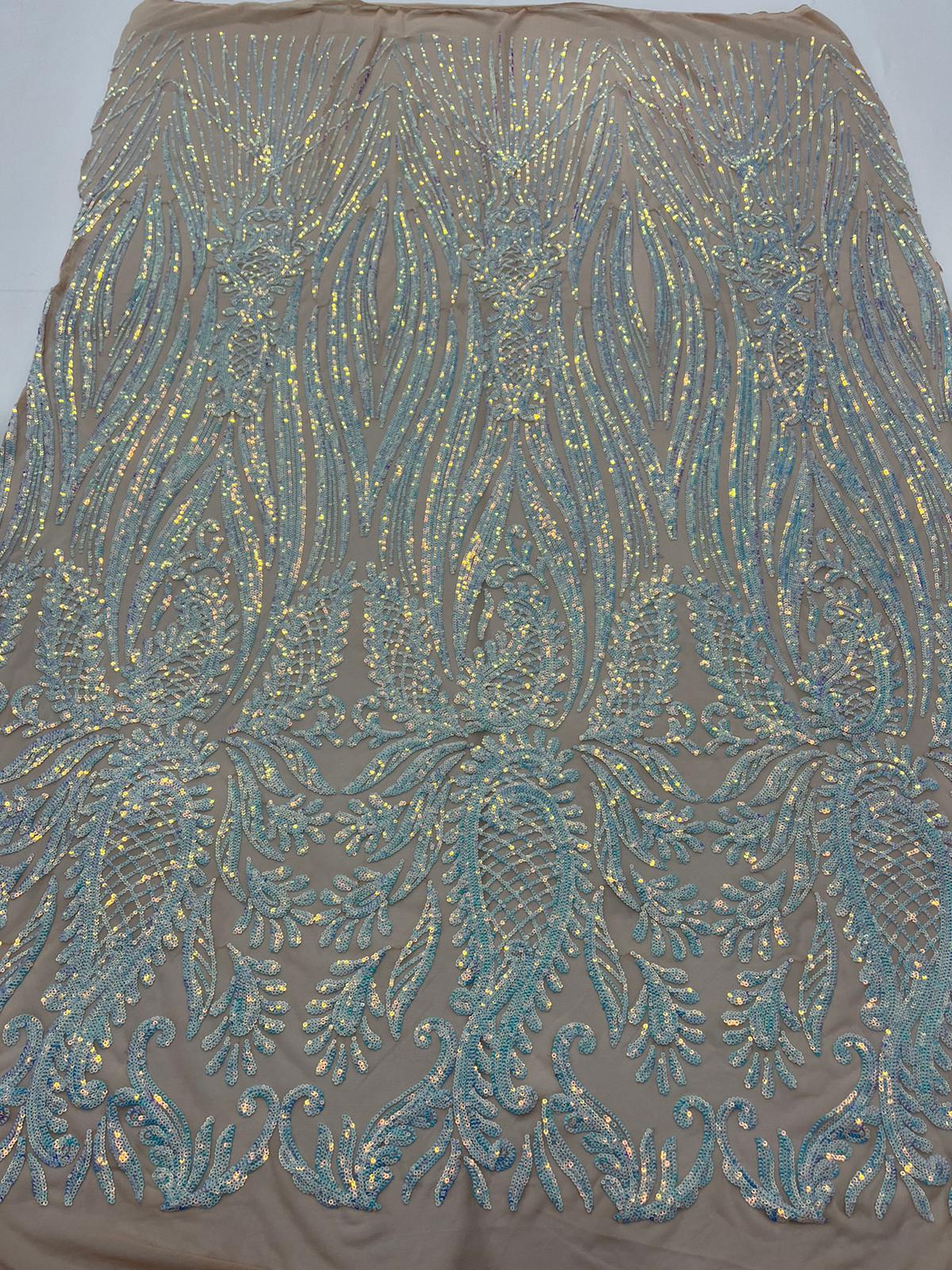 Geometric 4 Way Stretch Sequin Fabric | Baby Blue | Embroidered FabricICE FABRICSICE FABRICSSample (Swatch)Geometric 4 Way Stretch Sequin Fabric | Baby Blue | Embroidered Fabric ICE FABRICS