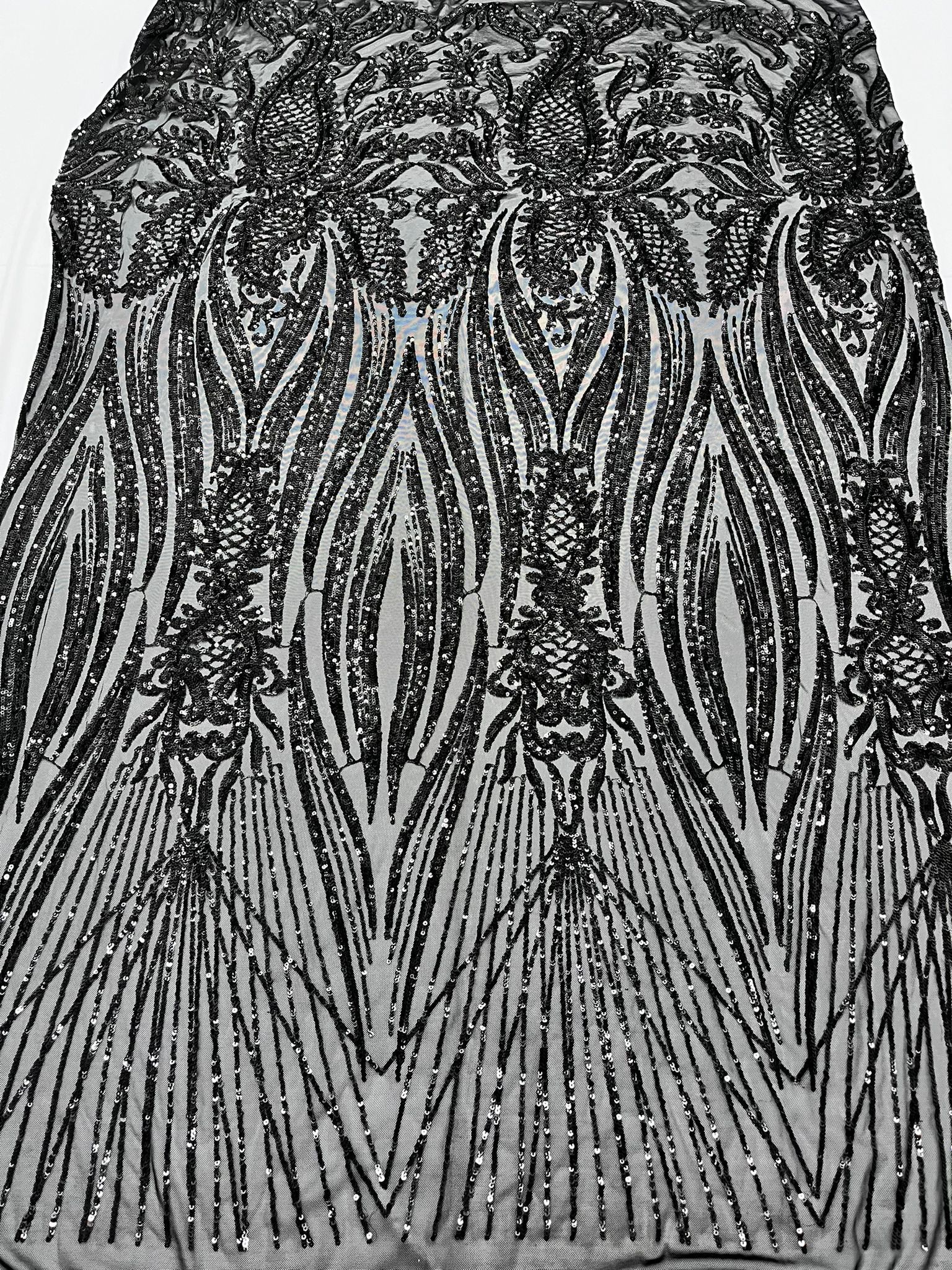 Geometric 4 Way Stretch Sequin Fabric | Black | Embroidered FabricICE FABRICSICE FABRICSSample (Swatch)Geometric 4 Way Stretch Sequin Fabric | Black | Embroidered Fabric ICE FABRICS