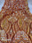 Geometric Orange 4 Way Stretch Sequins Fabric _ Orange Mesh Fabric