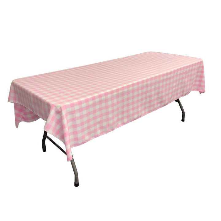 Gingham Checkered Polyester Rectangular Tablecloth 60 x 108 Inches FabricICEFABRICICE FABRICSWhite Pink1Gingham Checkered Polyester Rectangular Tablecloth 60 x 108 Inches Fabric ICEFABRIC White Pink