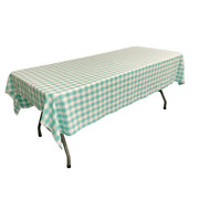 Gingham Checkered Polyester Rectangular Tablecloth 60 x 108 Inches FabricICEFABRICICE FABRICSWhite Mint1Gingham Checkered Polyester Rectangular Tablecloth 60 x 108 Inches Fabric ICEFABRIC White Mint