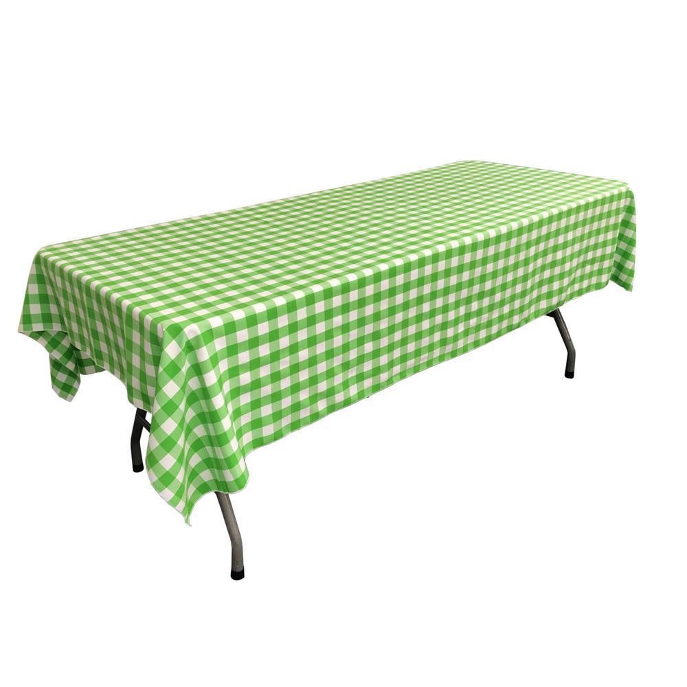 Gingham Checkered Polyester Rectangular Tablecloth 60 x 108 Inches FabricICEFABRICICE FABRICSWhite Lime1Gingham Checkered Polyester Rectangular Tablecloth 60 x 108 Inches Fabric ICEFABRIC White Lime