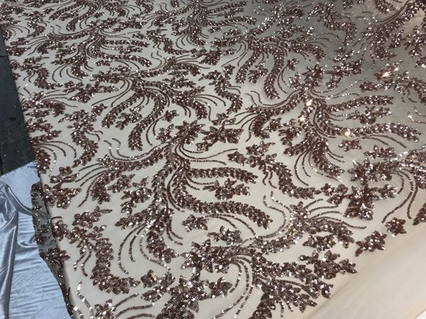 Graceful Designed Champagne Embroidered Sequin 4 Way Stretch Fabric For Night-gowns, Customs SkirtsICE FABRICSICE FABRICSGraceful Designed Champagne Embroidered Sequin 4 Way Stretch Fabric For Night-gowns, Customs Skirts ICE FABRICS