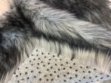 Long Pile Luxury Shaggy Gray Husky Faux Fur Fabric