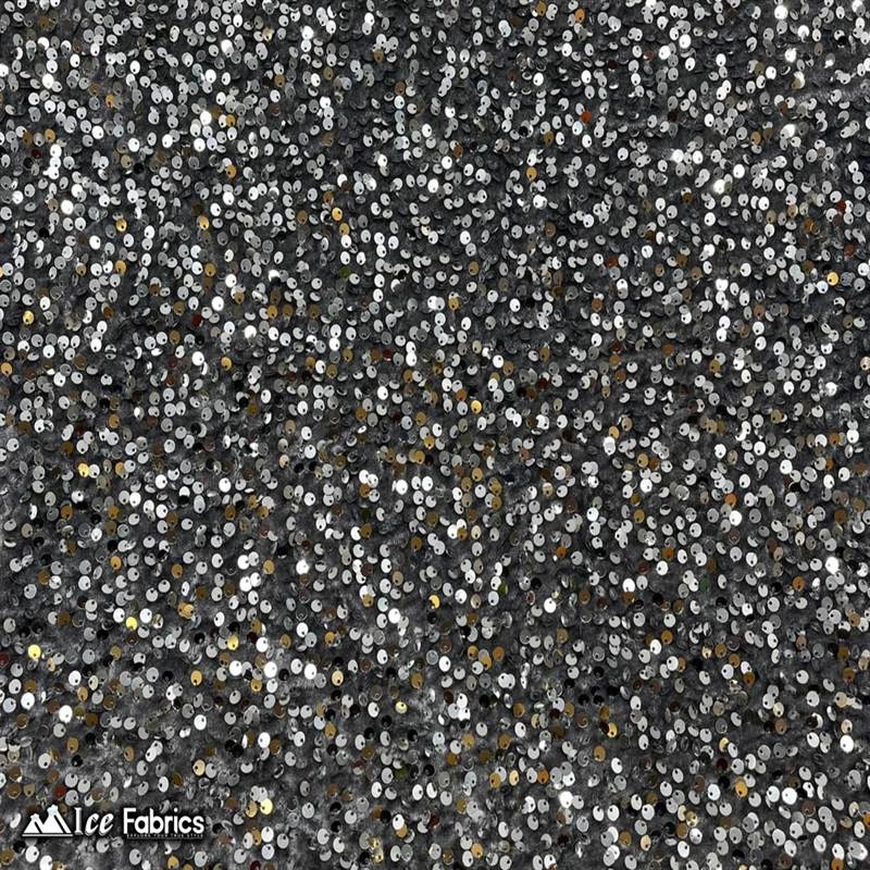 Grey Emma Stretch Velvet Fabric with Embroidery SequinICE FABRICSICE FABRICSBy The Yard (58" Wide)2 Way StretchGrey Emma Stretch Velvet Fabric with Embroidery Sequin ICE FABRICS