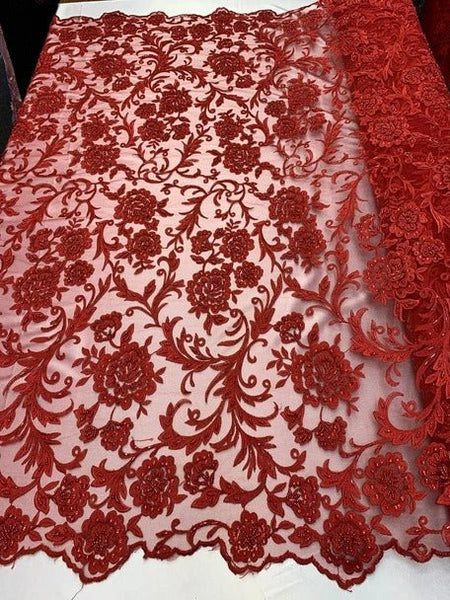 Red and gold on sale lace fabric