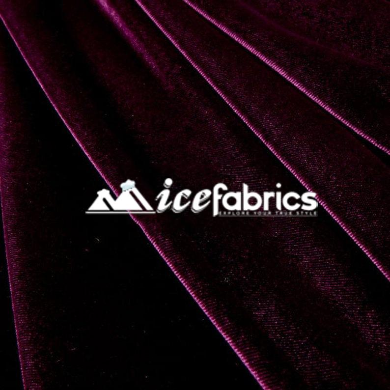 Hight Quality Stretch Velvet Fabric By The Roll (20 yards) Wholesale FabricVelvet FabricICE FABRICSICE FABRICSEggplantBy The Roll (60" Wide)Hight Quality Stretch Velvet Fabric By The Roll (20 yards) Wholesale Fabric ICE FABRICS Eggplant