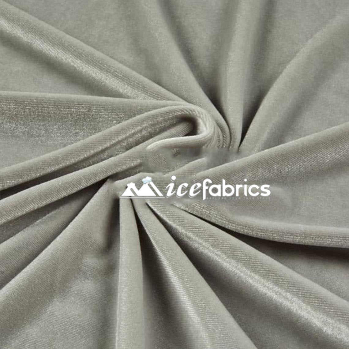 Hight Quality Stretch Velvet Fabric By The Roll (20 yards) Wholesale FabricVelvet FabricICE FABRICSICE FABRICSSilverBy The Roll (60" Wide)Hight Quality Stretch Velvet Fabric By The Roll (20 yards) Wholesale Fabric ICE FABRICS Silver