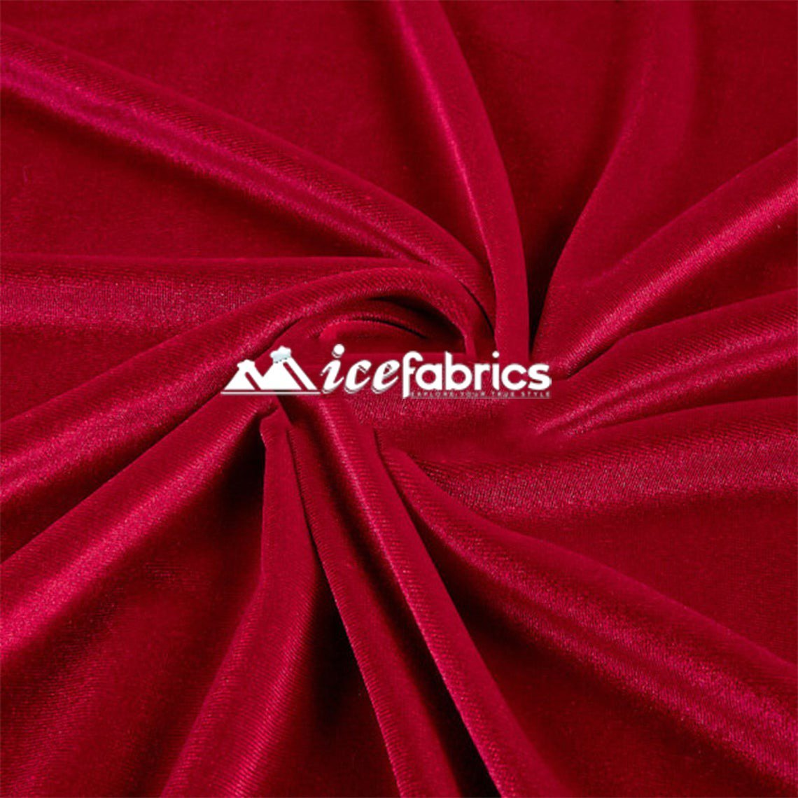 Hight Quality Stretch Velvet Fabric By The Roll (20 yards) Wholesale FabricVelvet FabricICE FABRICSICE FABRICSRedBy The Roll (60" Wide)Hight Quality Stretch Velvet Fabric By The Roll (20 yards) Wholesale Fabric ICE FABRICS Red