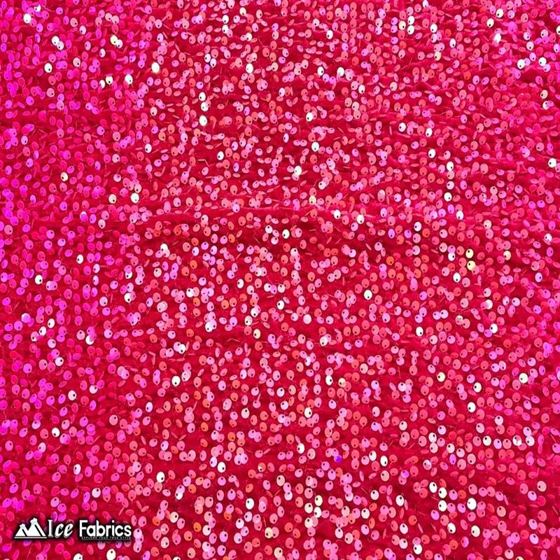 Iridescent Hot Pink Emma Embroidery Sequin Velvet Fabric By The YardICE FABRICSICE FABRICSIridescent Hot PinkBy The Yard (58" Wide)Iridescent Hot Pink Emma Embroidery Sequin Velvet Fabric By The Yard ICE FABRICS