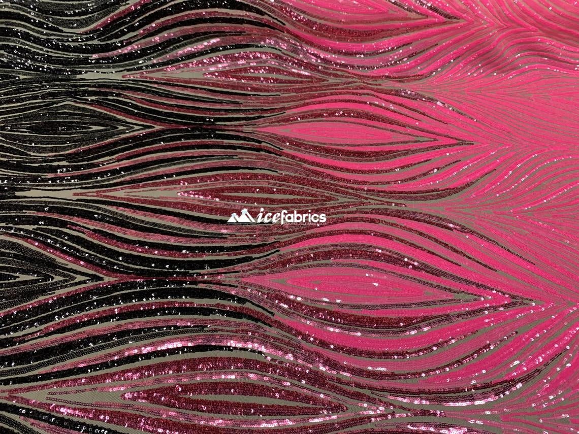 Iridescent Neon Pink Embroider 4 Way Stretch Sequins Fabric By The YardICEFABRICICE FABRICSIridescent Neon Pink Embroider 4 Way Stretch Sequins Fabric By The Yard ICEFABRIC
