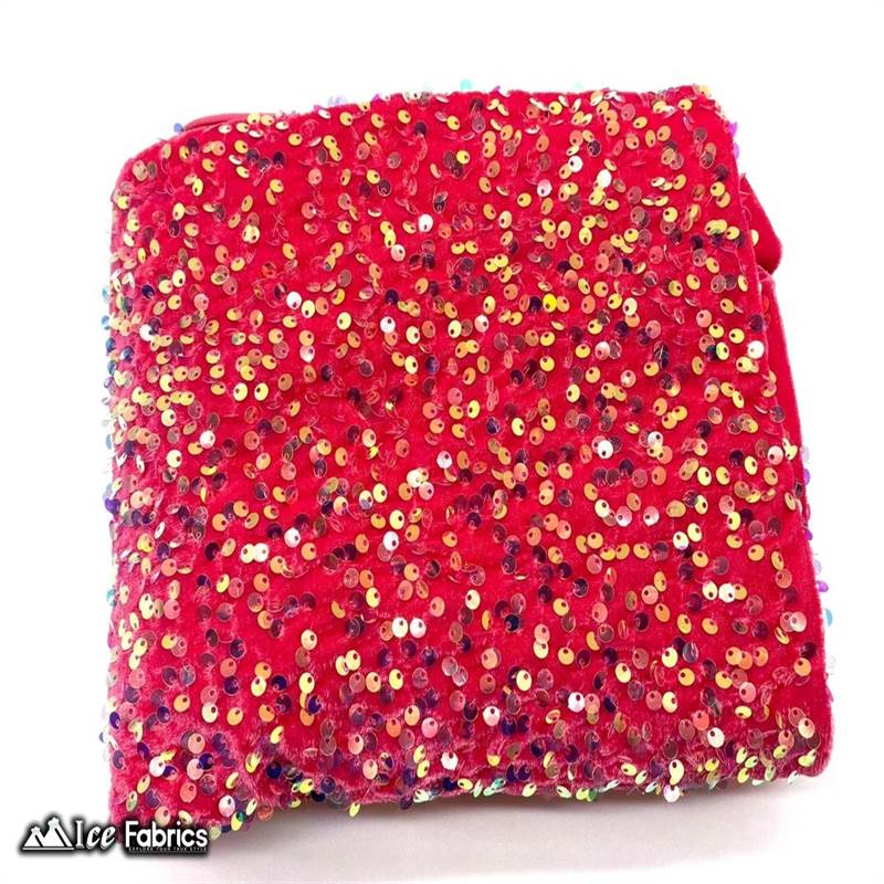 Iridescent Strawberry Pink Emma Stretch Velvet Fabric with Embroidery SequinICE FABRICSICE FABRICSBy The Yard (58" Wide)2 Way StretchIridescent Strawberry Pink Emma Stretch Velvet Fabric with Embroidery Sequin ICE FABRICS