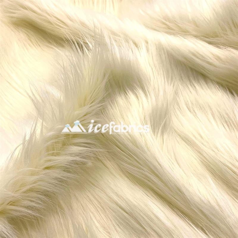 Shaggy Mohair Long Pile Faux Fur Fabric By The Yard ICE FABRICS Ivory