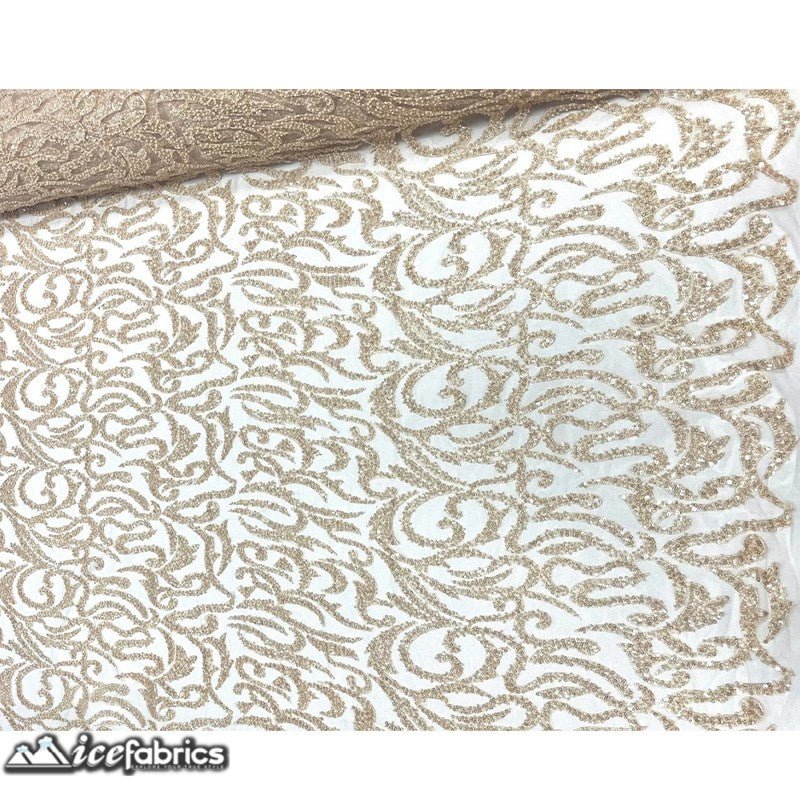 Jasmine Lace Embroidery Beaded Fabric with SequinICE FABRICSICE FABRICSJasmine Beaded ChampagneBy The Yard (54 inches Wide)ChampagneJasmine Lace Embroidery Beaded Fabric with Sequin ICE FABRICS Champagne