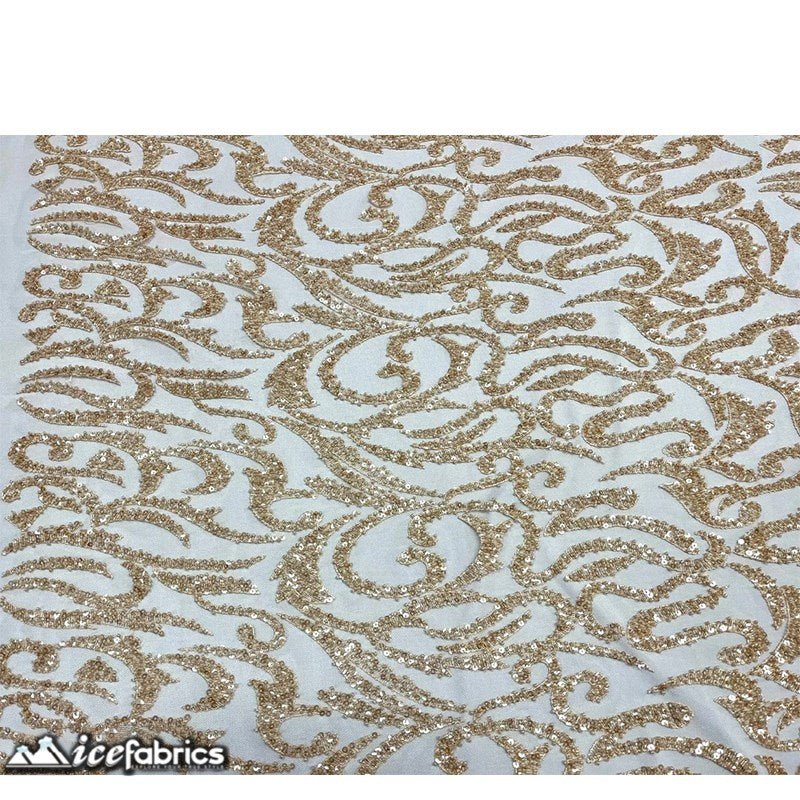 Jasmine Lace Embroidery Beaded Fabric with Sequin
