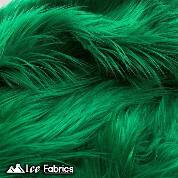 Kelly Green Shaggy Mohair Faux Fur Fabric Wholesale (20 Yards Bolt)