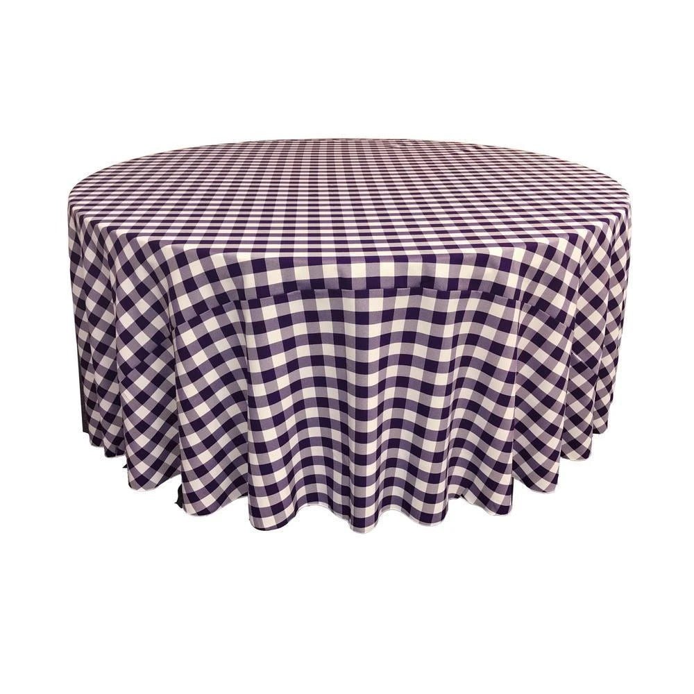 LA Linen Polyester Checkered Round Tablecloth 120 Inches FabricICEFABRICICE FABRICSPurple1LA Linen Polyester Checkered Round Tablecloth 120 Inches Fabric ICEFABRIC Purple