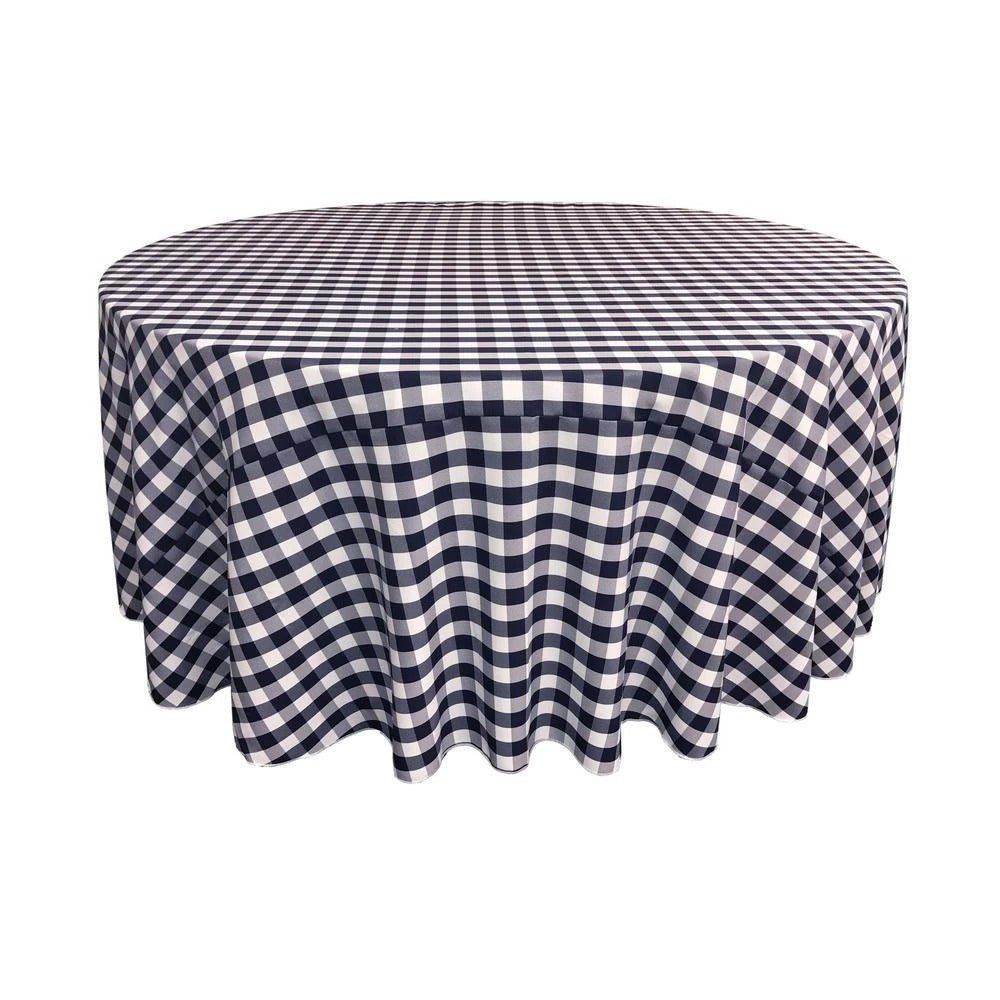 LA Linen Polyester Checkered Round Tablecloth 120 Inches FabricICEFABRICICE FABRICSNavy1LA Linen Polyester Checkered Round Tablecloth 120 Inches Fabric ICEFABRIC Navy
