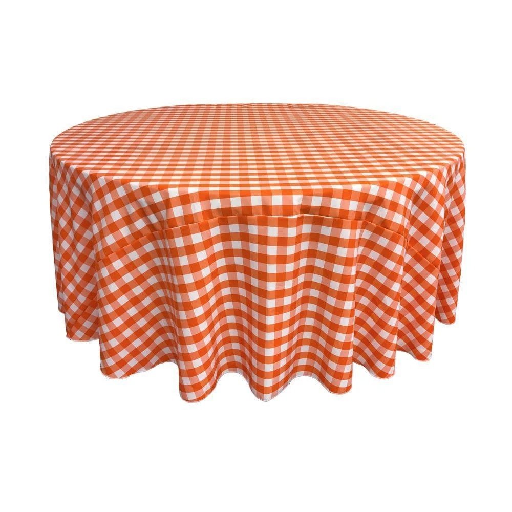 LA Linen Polyester Checkered Round Tablecloth 120 Inches FabricICEFABRICICE FABRICSOrange1LA Linen Polyester Checkered Round Tablecloth 120 Inches Fabric ICEFABRIC Orange