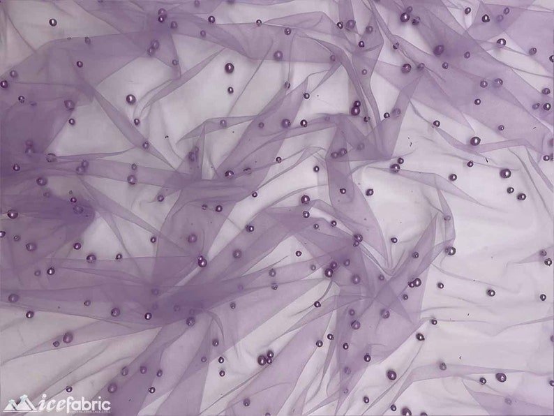Lavender Pearls Lace Beaded Fabric on Tulle for Bridal FabricICE FABRICSICE FABRICSBy The YardLavender Pearls Lace Beaded Fabric on Tulle for Bridal Fabric ICE FABRICS