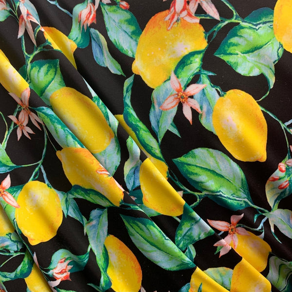 Lemon Print Poly Spandex Swimsuit Fabric By The yard