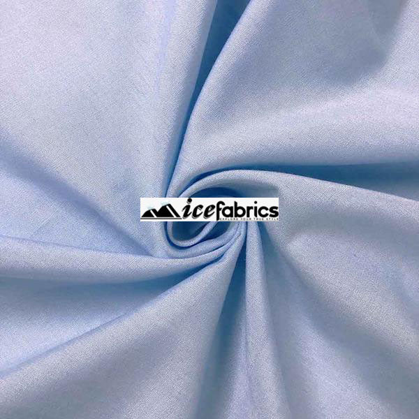 Light Blue Poly Cotton Fabric By The Yard (Broadcloth)Cotton FabricICEFABRICICE FABRICSBy The Yard (58" Wide)Light Blue Poly Cotton Fabric By The Yard (Broadcloth) ICEFABRIC