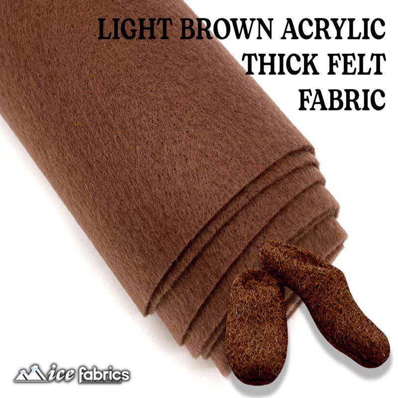 Light Brown Acrylic Wholesale Felt Fabric 1.6mm ThickICE FABRICSICE FABRICSBy The Roll (72" Wide)Light Brown Acrylic Wholesale Felt Fabric (20 Yards Bolt ) 1.6mm Thick ICE FABRICS