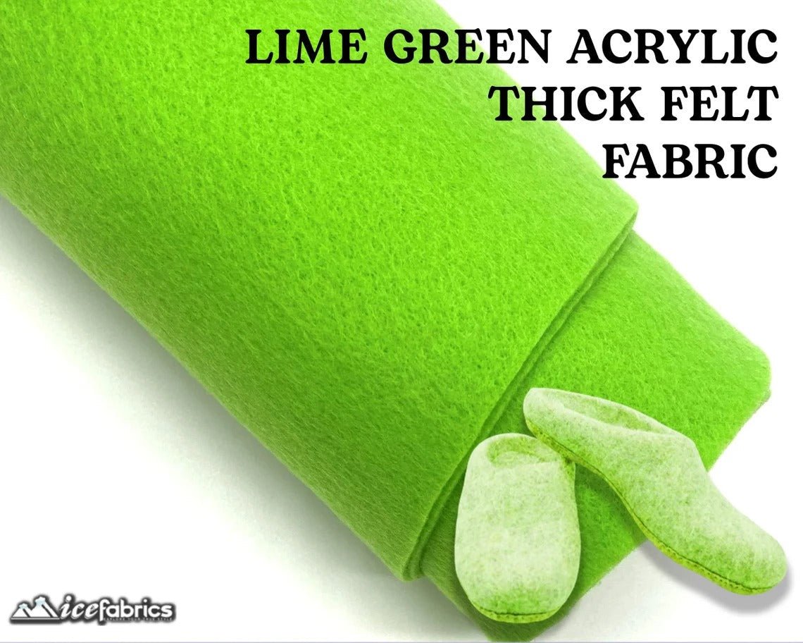 Lime Green Acrylic Wholesale Felt Fabric 1.6mm ThickICE FABRICSICE FABRICSBy The Roll (72" Wide)Lime Green Acrylic Wholesale Felt Fabric (20 Yards Bolt ) 1.6mm Thick ICE FABRICS