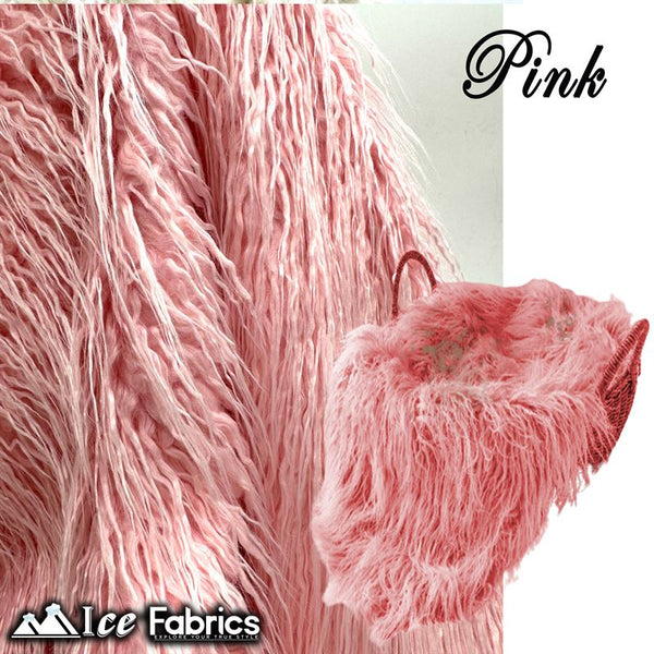 Pink Mongolian Faux Fur Fabric | Yeti Luxe