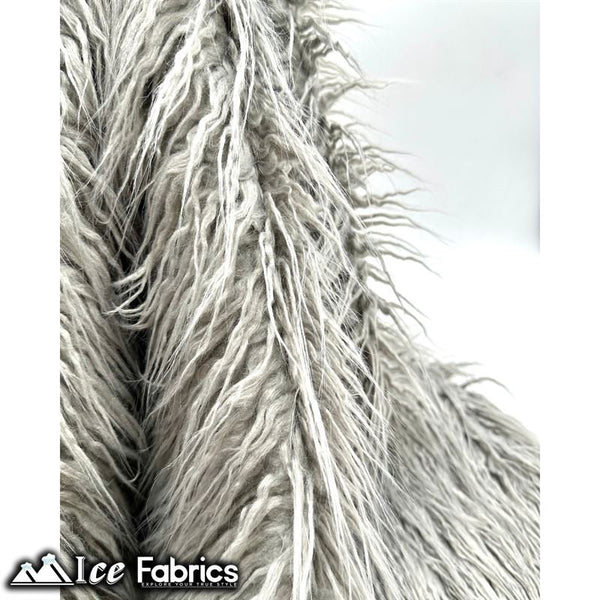 Silver Mongolian Faux Fur Fabric | Yeti Luxe