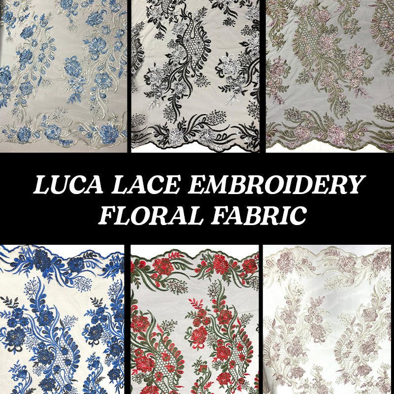 Luca Lace Fabric | Floral Embroidery LaceICE FABRICSICE FABRICSBy The Yard (54 inches Wide)Black / WhiteLuca Lace Fabric | Floral Embroidery Lace ICE FABRICS