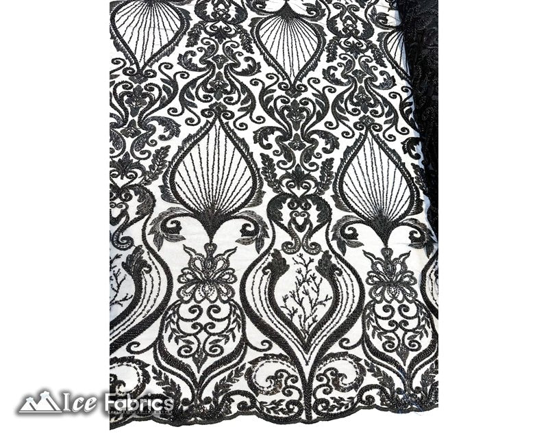 36 Wide White Renaissance Style Floral Geometric Lace Fabric