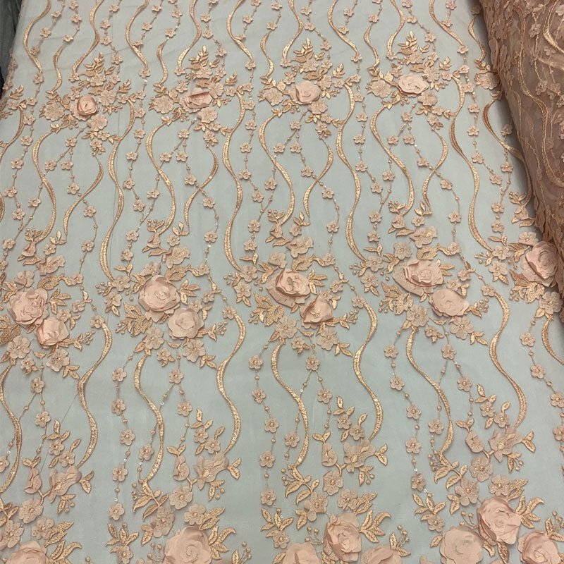Luxury Design Embroidered 3D Flower Lace Fabric