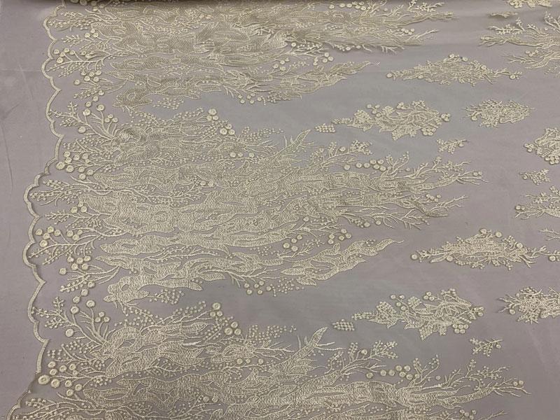 Luxury Ivory Embroidered Floral Lace Fabric _ Bridal FabricICEFABRICICE FABRICSBy The YardLuxury Ivory Embroidered Floral Lace Fabric _ Bridal Fabric ICEFABRIC