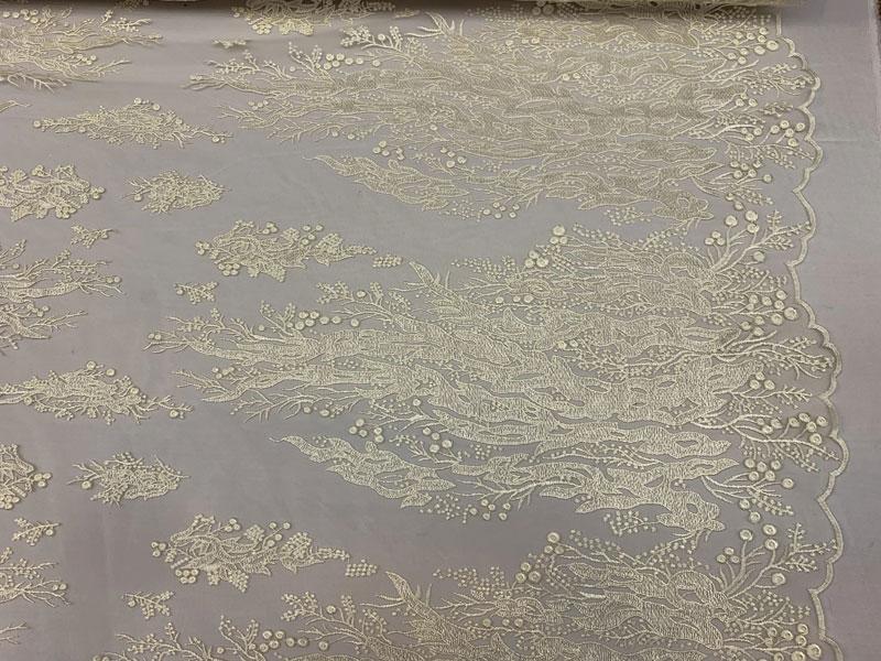 Luxury Ivory Embroidered Floral Lace Fabric _ Bridal FabricICEFABRICICE FABRICSBy The YardLuxury Ivory Embroidered Floral Lace Fabric _ Bridal Fabric ICEFABRIC