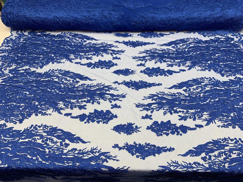 Luxury Royal Blue Embroidered Floral Lace Fabric _ Bridal FabricICEFABRICICE FABRICSBy The YardLuxury Royal Blue Embroidered Floral Lace Fabric _ Bridal Fabric ICEFABRIC