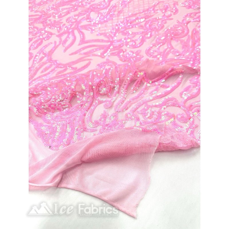 Mia Stretch Sequin Fabric By The Yard | Spandex MeshICE FABRICSICE FABRICSIridescent Bubble GumBy The Yard (56" Wide)Pink | Mia Stretch Sequin Fabric By The Yard | Spandex Mesh ICE FABRICS