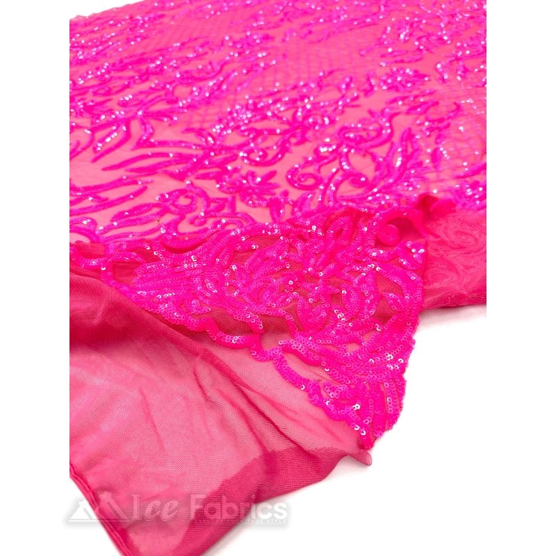 Mia Stretch Sequin Fabric By The Yard | Spandex MeshICE FABRICSICE FABRICSNeon Pink IridescentBy The Yard (56" Wide)Neon Pink | Mia Stretch Sequin Fabric By The Yard | Spandex Mesh ICE FABRICS