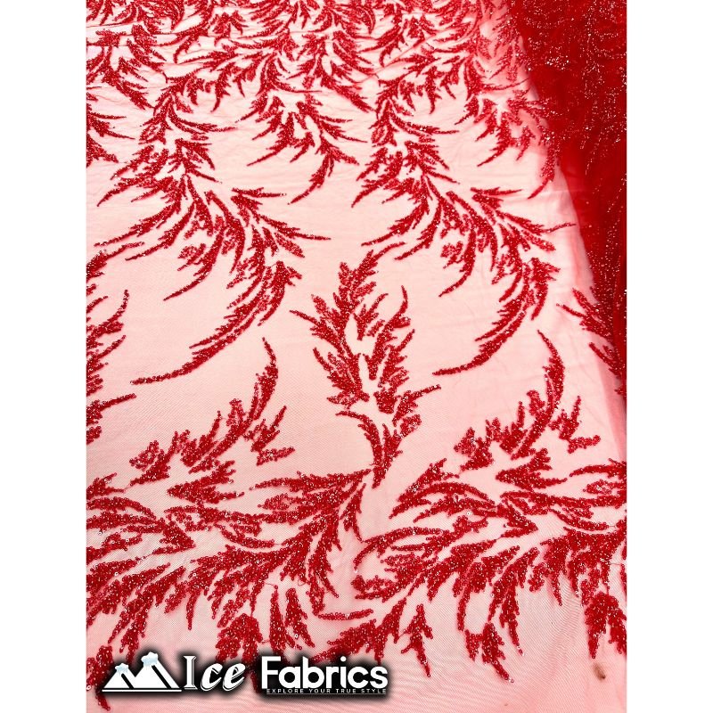Modern Floral Embroidery Beaded Lace Fabric with SequinICE FABRICSICE FABRICSBy the Yard (56" Wide)RedModern Floral Embroidery Beaded Lace Fabric with Sequin ICE FABRICS