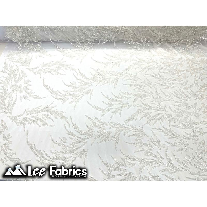 Modern Floral Embroidery Beaded Lace Fabric with SequinICE FABRICSICE FABRICSBy the Yard (56" Wide)WhiteModern Floral Embroidery Beaded Lace Fabric with Sequin ICE FABRICS