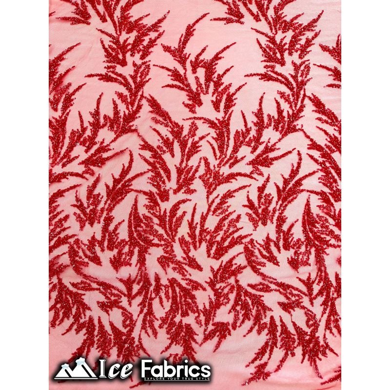 Modern Floral Embroidery Beaded Lace Fabric with SequinICE FABRICSICE FABRICSBy the Yard (56" Wide)RedModern Floral Embroidery Beaded Lace Fabric with Sequin ICE FABRICS