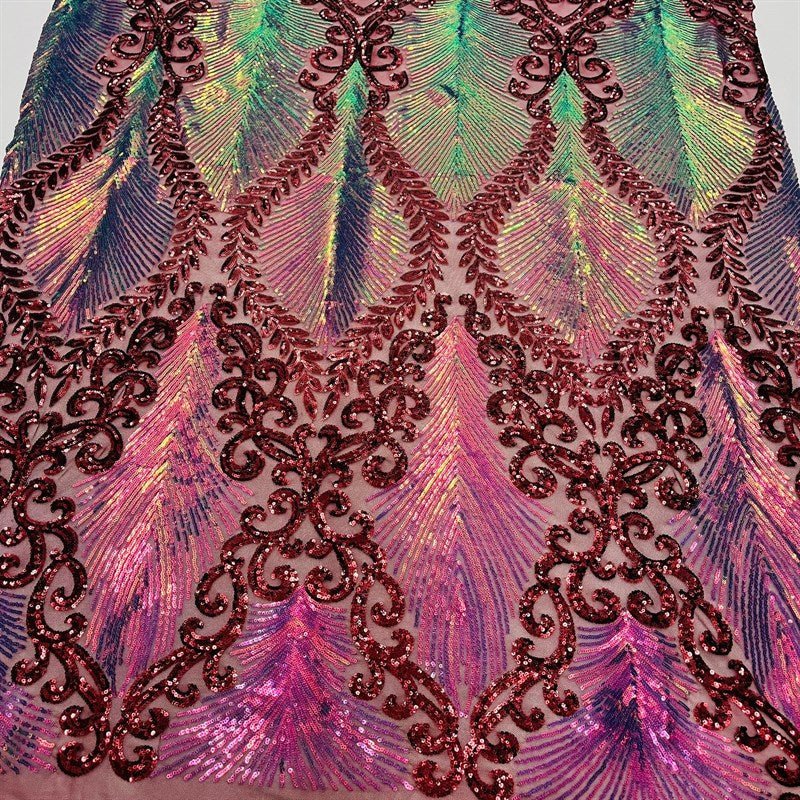 Modern Iridescent Embroidery Stretch Sequin Fabric