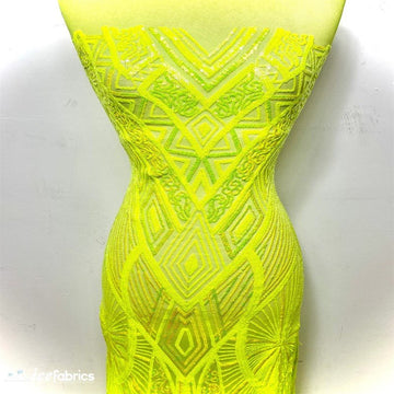 neon yellow mesh dress Moon Sequin Fabric 4 Way Stretch Mesh Neon Yellow