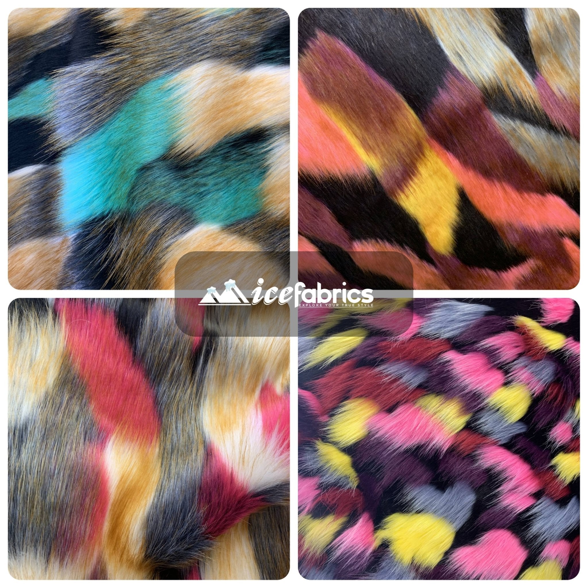 Multi-Color Animal Fake Faux Fur Fabric By The YardICEFABRICICE FABRICSGray Green BrownBy The Yard (60 inches Wide)Multi-Color Animal Fake Faux Fur Fabric By The Yard ICEFABRIC
