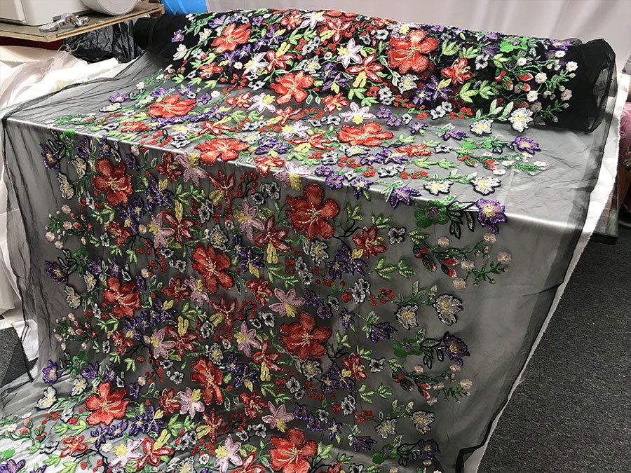 Multi-color Flowers Design Embroidery Beaded Mesh Lace Bridal Wedding FabricICE FABRICSICE FABRICSMulti-color Flowers Design Embroidery Beaded Mesh Lace Bridal Wedding Fabric ICE FABRICS