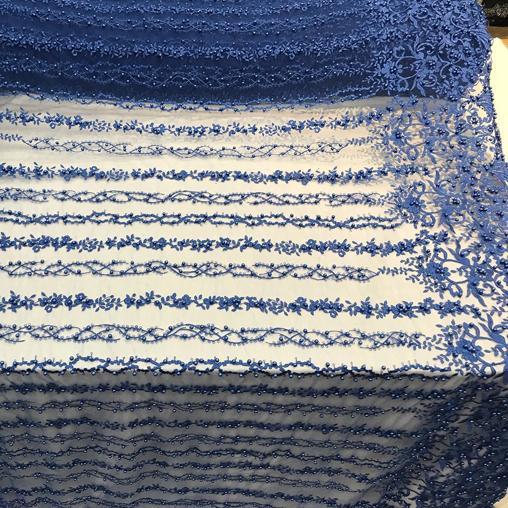 Multi Design Beaded Fabric, Lace Fabric By The YardICE FABRICSICE FABRICSRoyal BlueMulti Design Beaded Fabric, Lace Fabric By The Yard ICE FABRICS