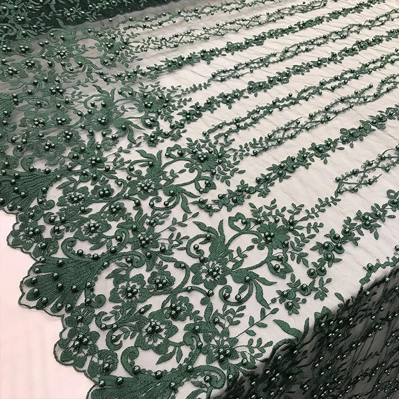 Multi Design Beaded Fabric, Lace Fabric By The YardICE FABRICSICE FABRICSHunter GreenMulti Design Beaded Fabric, Lace Fabric By The Yard ICE FABRICS