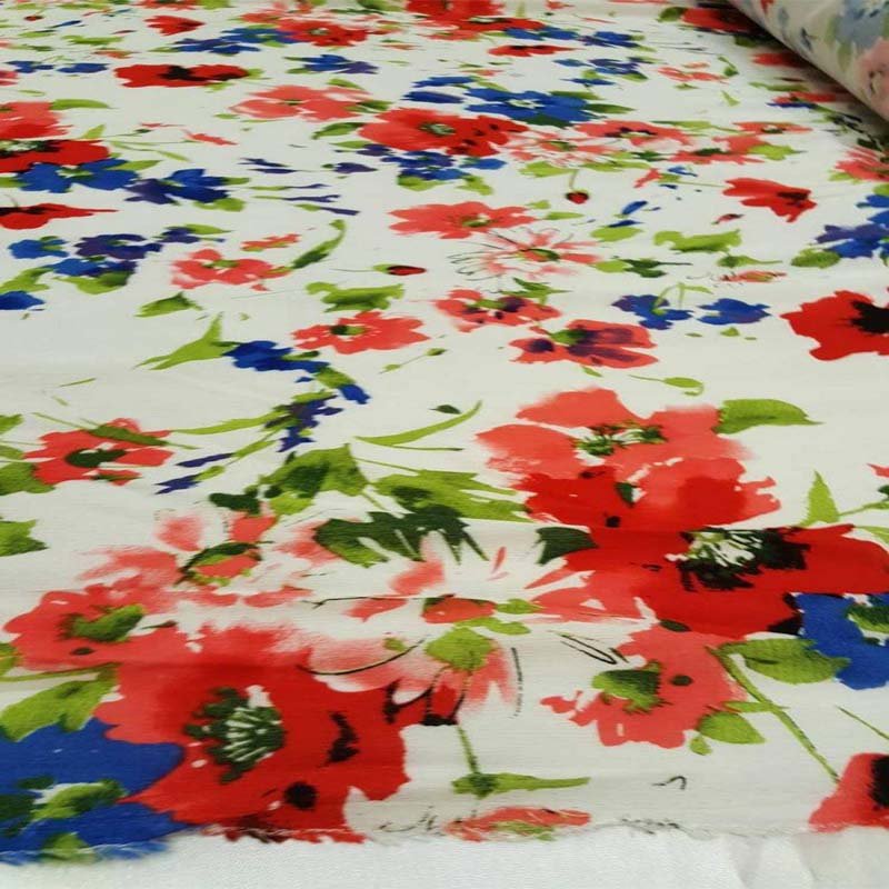 Multicolor Rayon Challis Floral Flowers Print Royal Blue, Coral, Ivory Very Colorful Pattern FabricChallis FabricICEFABRICICE FABRICSMulticolor Rayon Challis Floral Flowers Print Royal Blue, Coral, Ivory Very Colorful Pattern Fabric ICEFABRIC