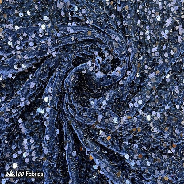 Royal Blue Sequin Fabric by the Yard/ Sequin Stretch Velvet Fabric/  Embroidered Lace Fabric / Blue Spandex Velvet Fabric With Sequin -   Canada